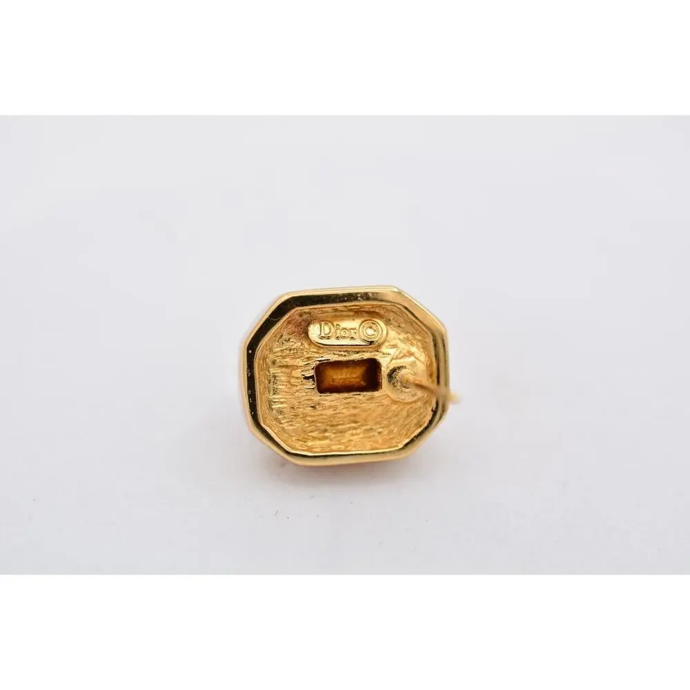 Christian Dior Vintage Crystal Earrings Gold Purple Baguette Signed 1980s BinAZ - Picture 11 of 12